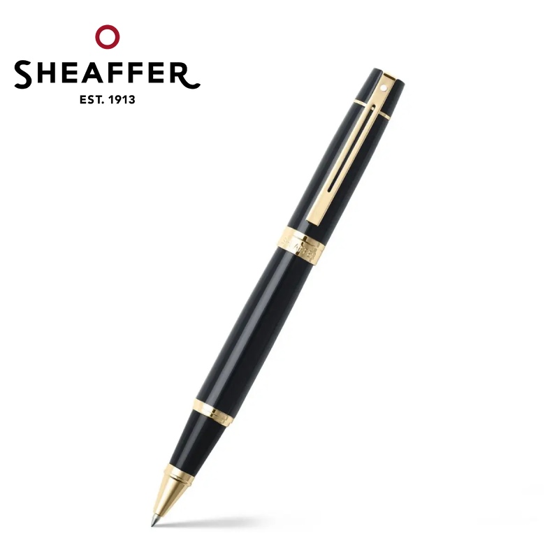 免費客製化刻字【Sheaffer】300黑桿金夾鋼珠筆 SFE1932551✿50B003
